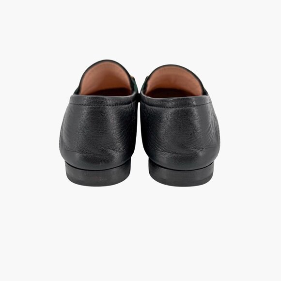 Gucci Brixton Black Leather Web Stripe Horsebit Loafers Size 38.5 US 8.5 Women's - Picture 7 of 15